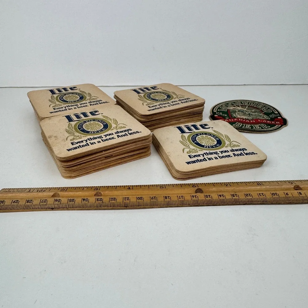 Vtg lot of 68 Miller Lite Thin Cardboard Beer Coaster Fine Pilsner Collect‎ READ